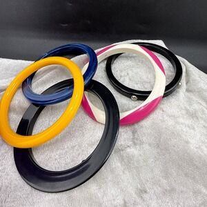 Vintage Bangle Bracelet‎ Lot Yellow Black Pink Blue